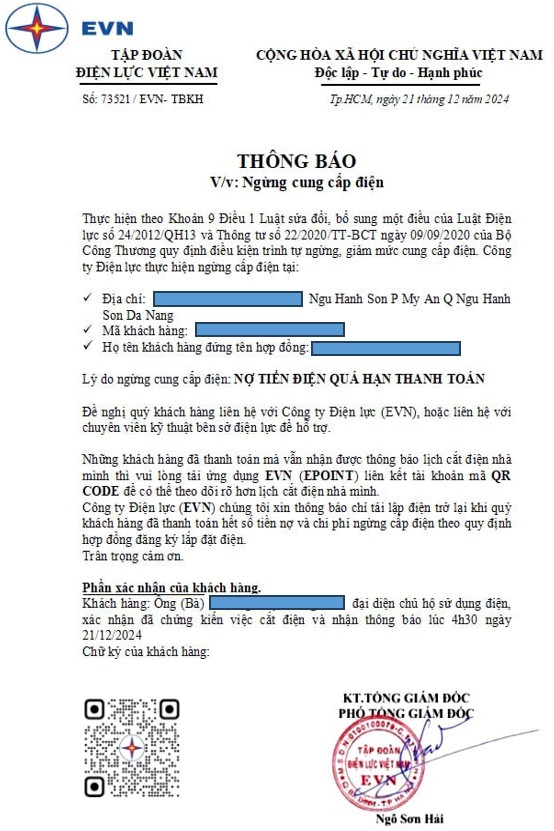 Thông báo giả mạo gửi cho khách hàng ở Đà Nẵng Thông báo giả mạo gửi cho khách hàng ở Đà Nẵng