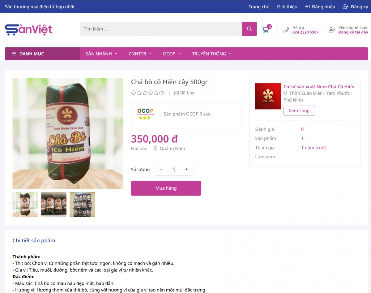 Sản phẩm Chả Bò Cô Hiển trên sàn thương mại điện tử Sàn Việt Sản phẩm Chả Bò Cô Hiển trên sàn thương mại điện tử Sàn Việt