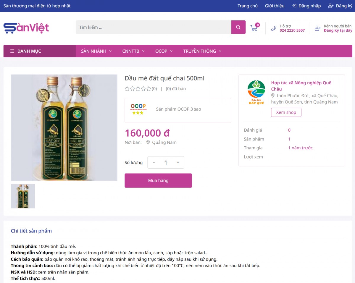 Sản phẩm dầu mè Đất Quế Sản phẩm dầu mè Đất Quế