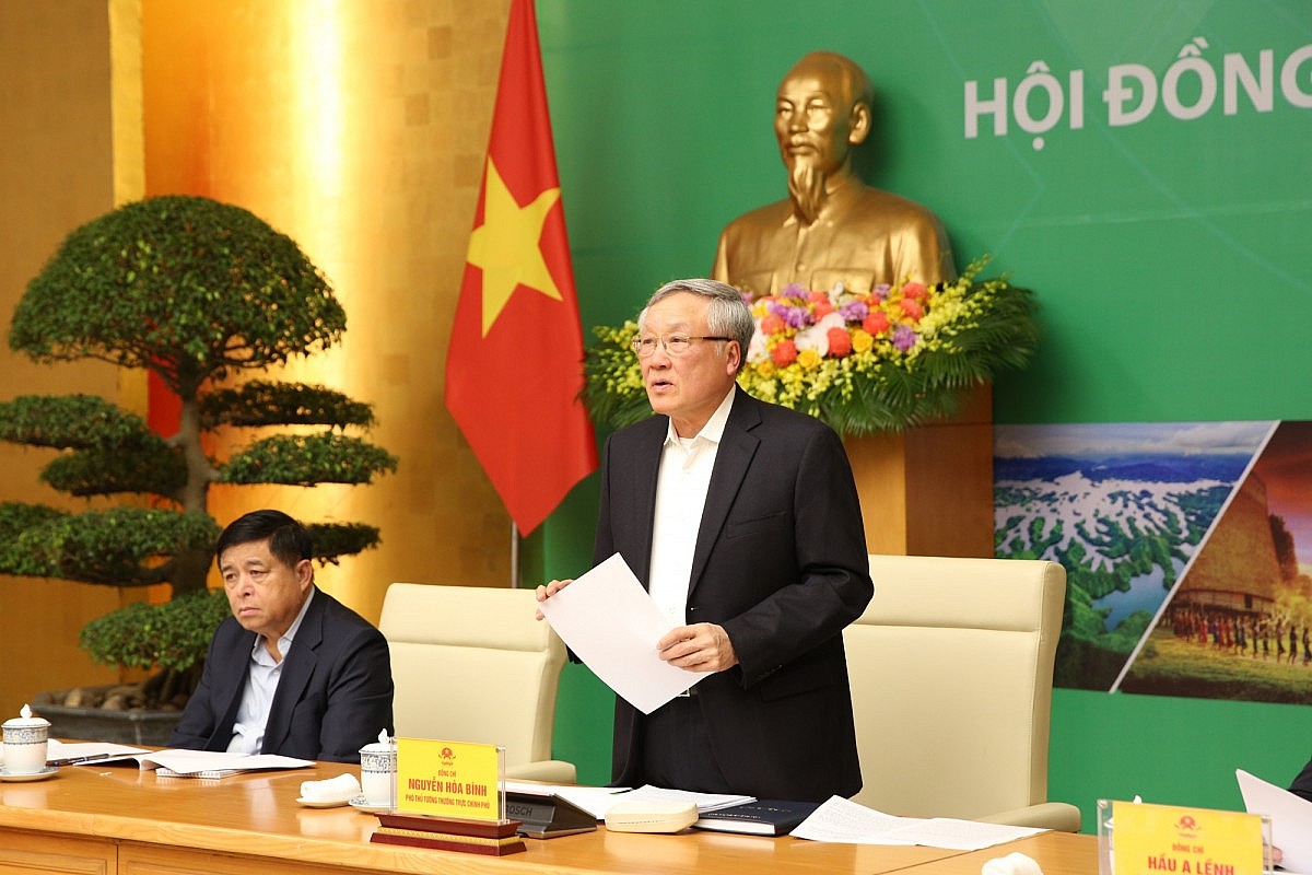 Phó Thủ tướng Thường trực Chính phủ Nguyễn Hòa Bình phát biểu kết luận Hội nghị Hội đồng điều phối vùng Tây Nguyên lần thứ tư - Ảnh: VGP/Đình Hải