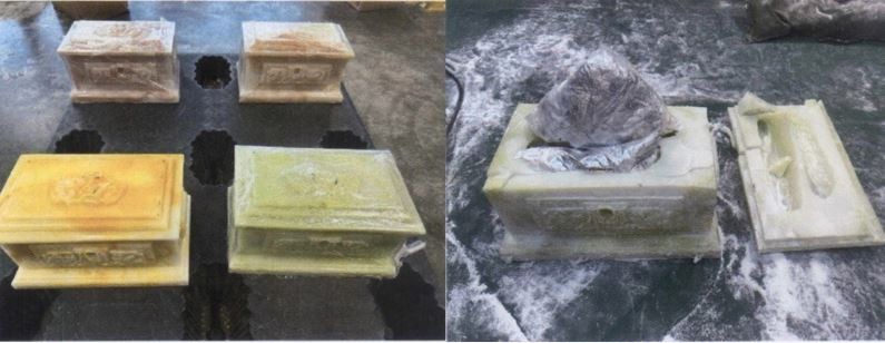 Ma tuý được giấu trong các bệ tượng đá và quá cảnh vào Việt Nam (Ảnh Cục Hải quan TP. Hồ Chí Minh).