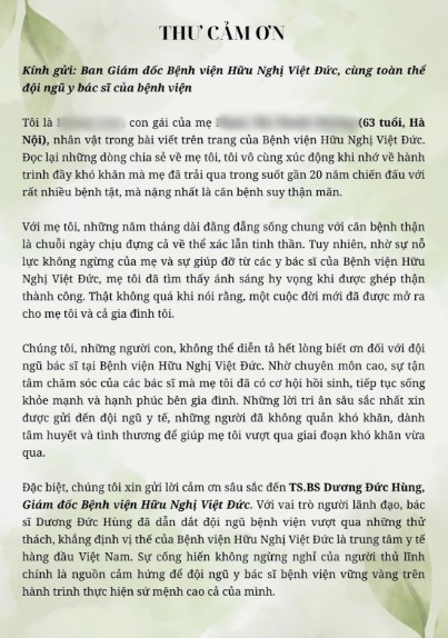 Bức thư của người con dành cho ân nhân cứu mẹ Bức thư của người con dành cho ân nhân cứu mẹ