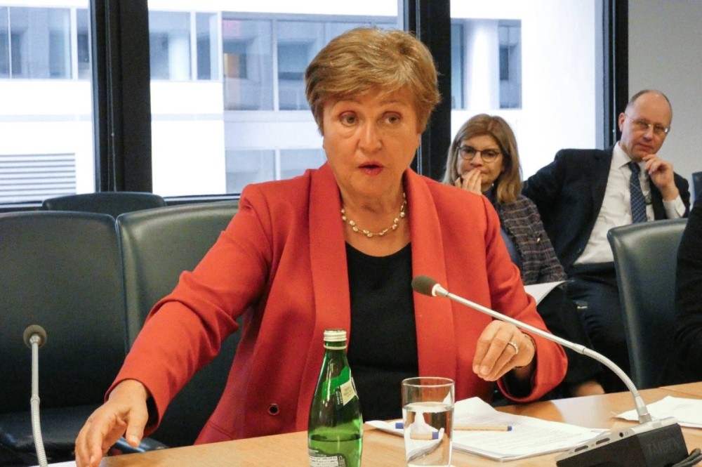Giám đốc Điều hành IMF, bà Kristalina Georgieva, phát biểu trong một cuộc họp tại Washington vào ngày 10/1/2025. Ảnh: JIJI