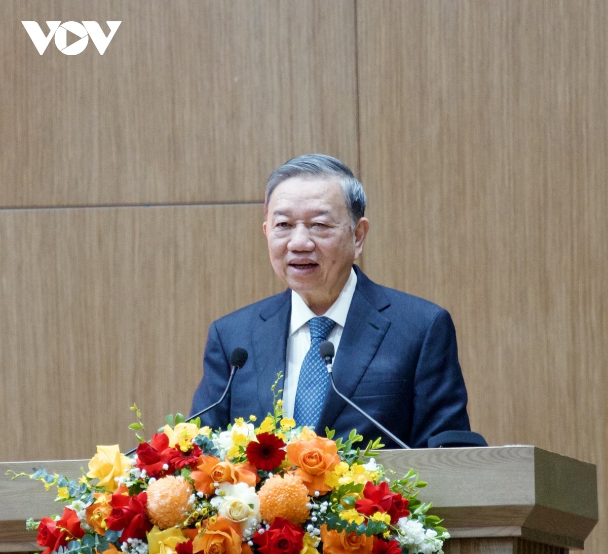 Tổng Bí thư Tô Lâm phát biểu tại buổi gặp mặt cán bộ công an cấp cao qua các thời kỳ. Ảnh: VOV Tổng Bí thư Tô Lâm phát biểu tại buổi gặp mặt cán bộ công an cấp cao qua các thời kỳ. Ảnh: VOV