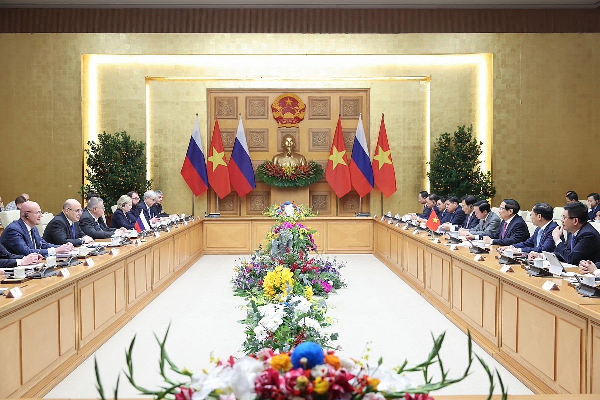 Hai Thủ tướng điểm lại những kết quả đạt được trong hợp tác song phương và trao đổi ý kiến về thực trạng, triển vọng, cũng như thống nhất các phương hướng thúc đẩy hợp tác toàn diện giữa hai nước - Ảnh: VGP/Nhật Bắc Hai Thủ tướng điểm lại những kết quả đạt được trong hợp tác song phương và trao đổi ý kiến về thực trạng, triển vọng, cũng như thống nhất các phương hướng thúc đẩy hợp tác toàn diện giữa hai nước - Ảnh: VGP/Nhật Bắc