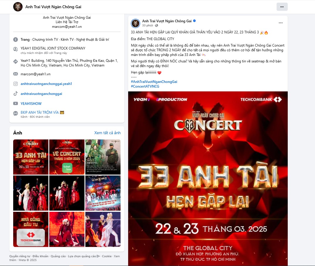 Thời gian, địa điểm concert 3,4 'Anh trai vượt ngàn chông gai'