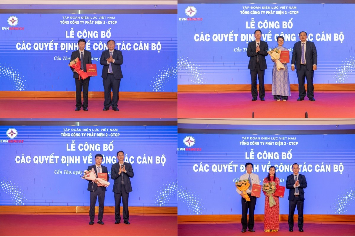 buổi Lễ còn công bố các Quyết định bổ nhiệm Trưởng ban Tổ chức Đảng ủy EVNGENCO2, Kế toán trưởng và các Phó Ban Tổng hợp, Tổ chức và Nhân sự, Quản lý Đầu tư Xây dựng, Kỹ thuật Sản xuất buổi Lễ còn công bố các Quyết định bổ nhiệm Trưởng ban Tổ chức Đảng ủy EVNGENCO2, Kế toán trưởng và các Phó Ban Tổng hợp, Tổ chức và Nhân sự, Quản lý Đầu tư Xây dựng, Kỹ thuật Sản xuất