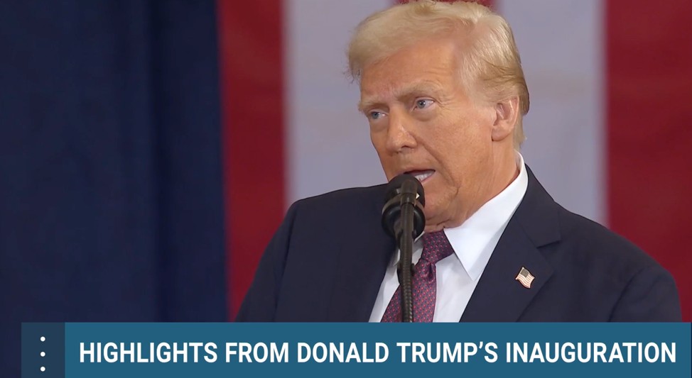 Ông Trump phát biểu trong lễ nhậm chức tại sân vận động Capital One Arena, 20/1/2025. Ảnh: NBC. Ông Trump phát biểu trong lễ nhậm chức tại sân vận động Capital One Arena, 20/1/2025. Ảnh: NBC.