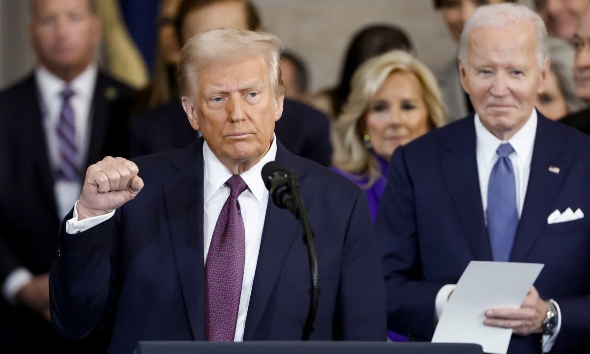 Tổng thống Mỹ Donald Trump phát biểu bài diễn văn nhậm chức của mình tại Washington ngày 20/1. Ảnh: The New York Times Tổng thống Mỹ Donald Trump phát biểu bài diễn văn nhậm chức của mình tại Washington ngày 20/1. Ảnh: The New York Times