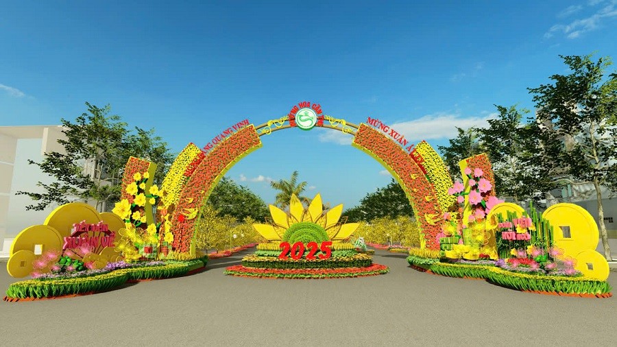 Cổng chính của Đường hoa Cần Thơ năm 2025 Ảnh: Cantho.gov.vn Cổng chính của Đường hoa Cần Thơ năm 2025 Ảnh: Cantho.gov.vn