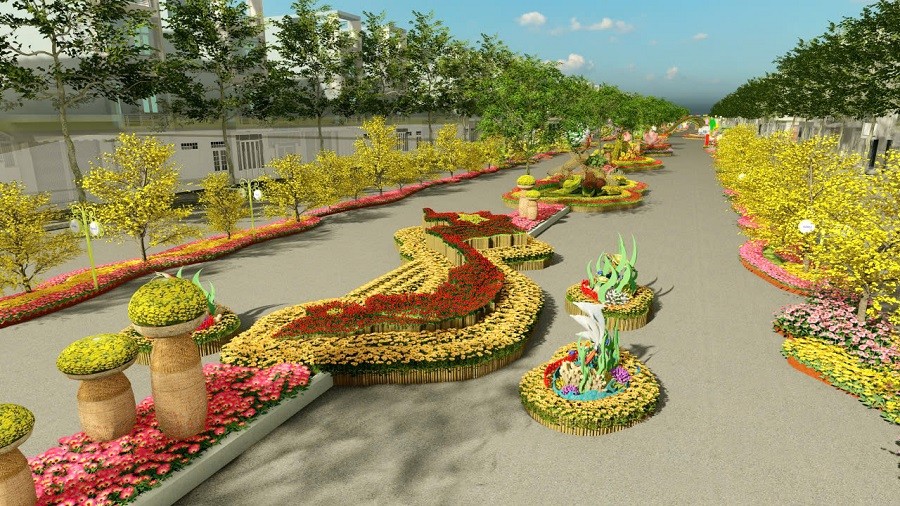 Đường hoa nghệ thuật được thiết kế từ hơn 30.000 Đường hoa nghệ thuật được thiết kế từ hơn 30.000