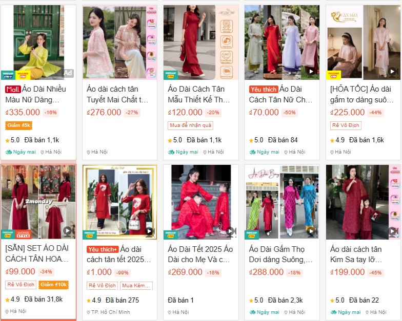 Người Việt chi gần 200 tỷ để mua áo dài dịp Tết Người Việt chi gần 200 tỷ để mua áo dài dịp Tết