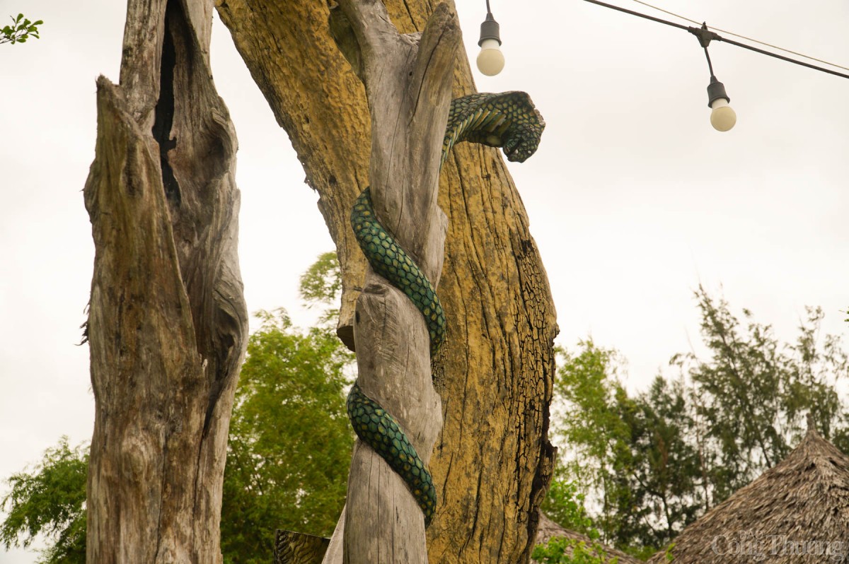 Tại làng Củi Lũ (xã Cẩm Hà, TP. Hội An), du khách cũng dễ dàng bắt gặp hình ảnh linh vật rắn