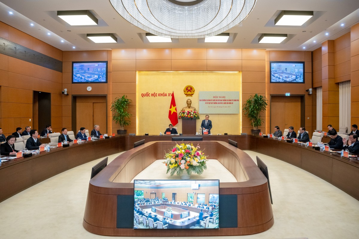 undefined Hội nghị giữa Ban Thường vụ Đảng ủy Quốc hội và Ban Thường vụ Đảng ủy Chính phủ về Kỳ họp bất thường lần thứ 9, Quốc hội khóa XV