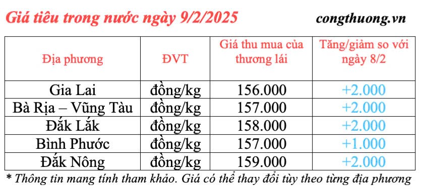 Dự báo giá tiêu ngày mai 10/2/2025, trong nước ổn định