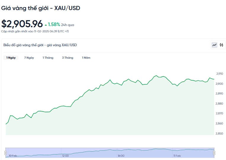 Giá vàng hôm nay 11/02/2025: Giá vàng hôm nay 11/02/2025: