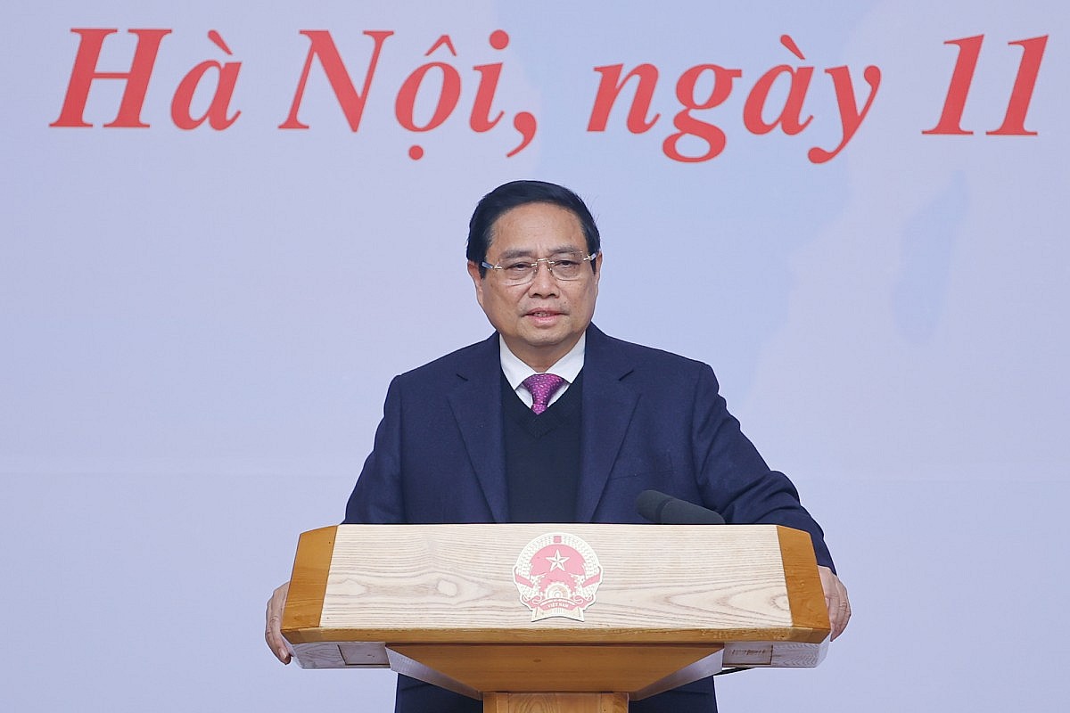 Thủ tướng đề nghị các đại biểu đề xuất, hiến kế các giải pháp với sự tham gia của hệ thống ngân hàng để làm mới các động lực tăng trưởng truyền thống và thúc đẩy các động lực tăng trưởng mới. Ảnh: VGP/Nhật Bắc