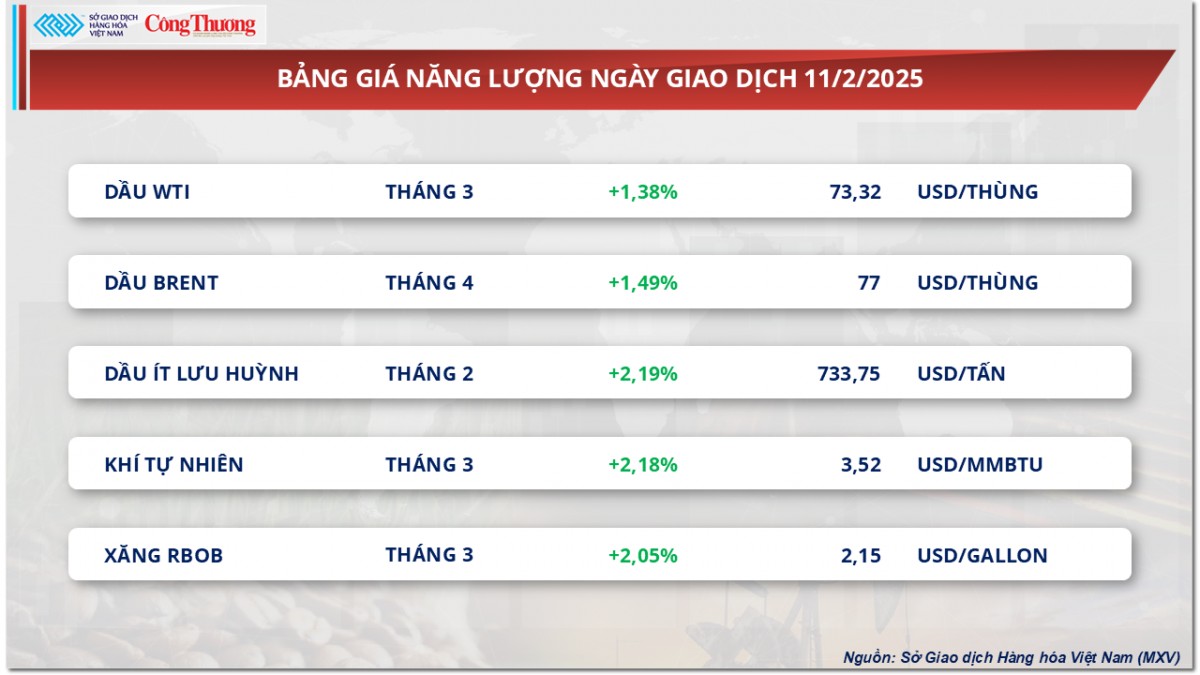 Thị trường hàng hóa 12/2: Giá dầu nối dài đà tăng