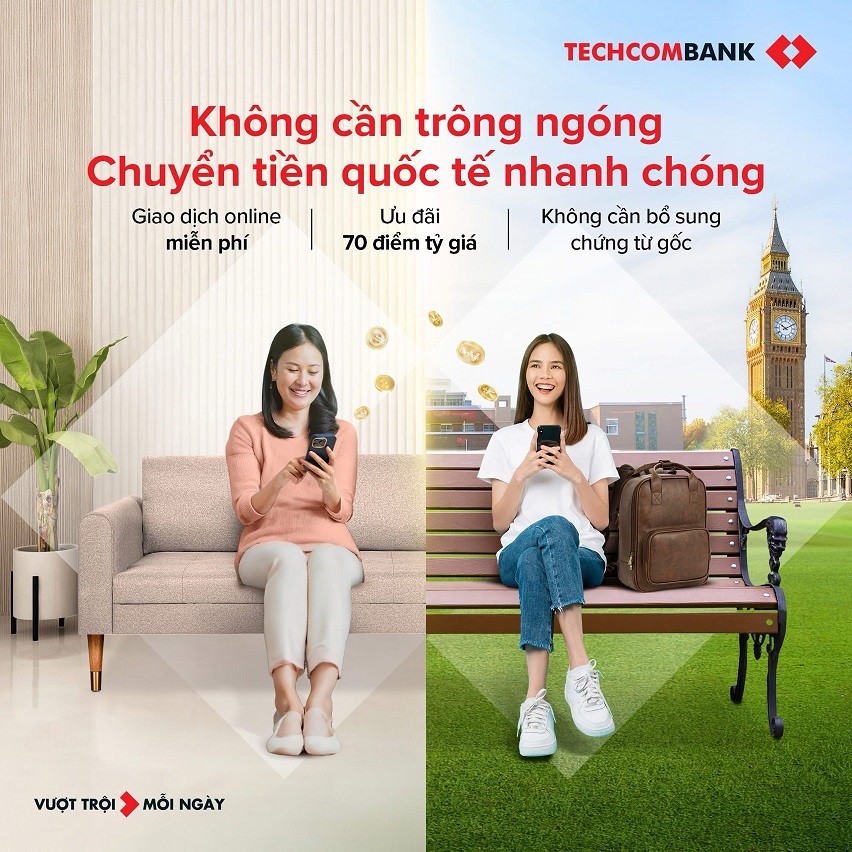 Techcombank ưu đãi lớn cho khách hàng chuyển tiền Quốc tế Techcombank ưu đãi lớn cho khách hàng chuyển tiền Quốc tế