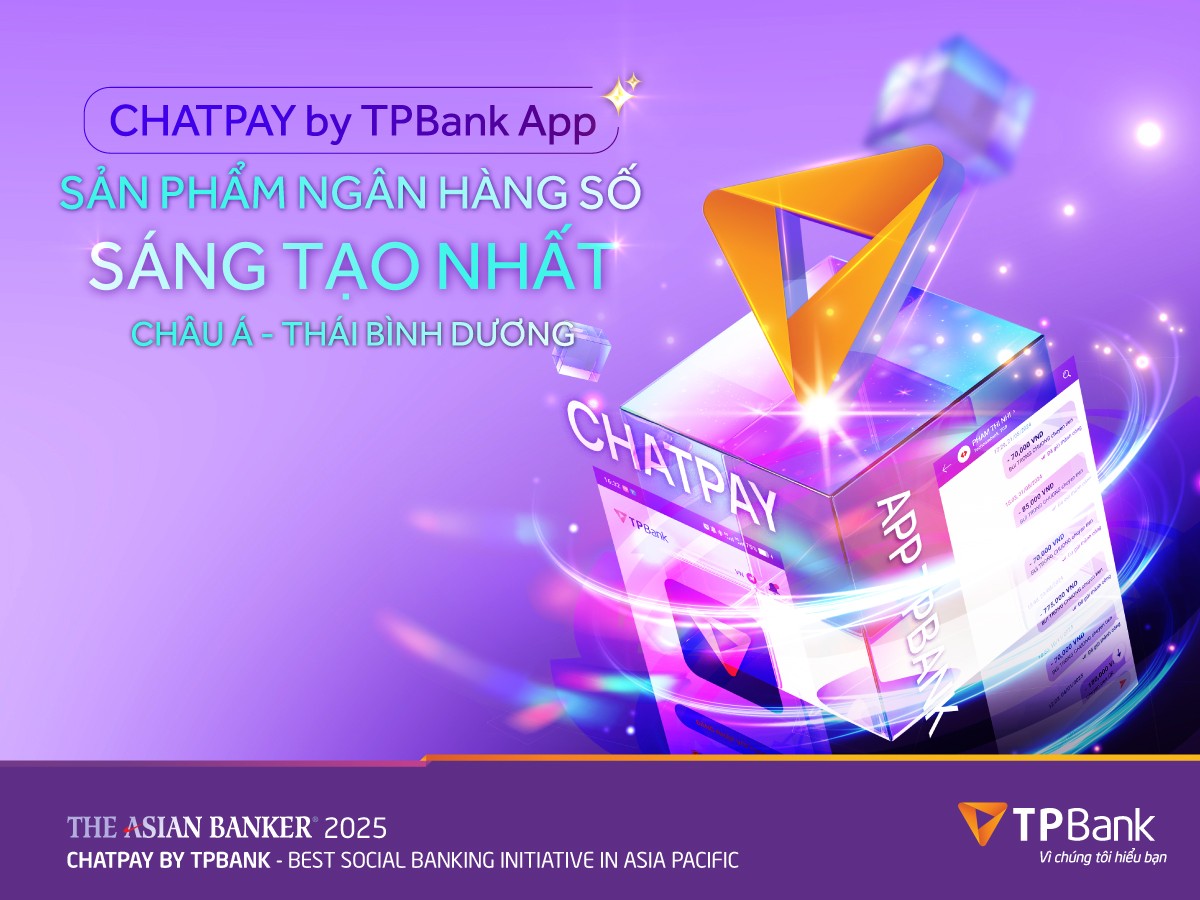 TPBank ChatPay được vinh danh 'sản phẩm sáng tạo ngân hàng số tốt nhất khu vực' TPBank ChatPay được vinh danh 'sản phẩm sáng tạo ngân hàng số tốt nhất khu vực'