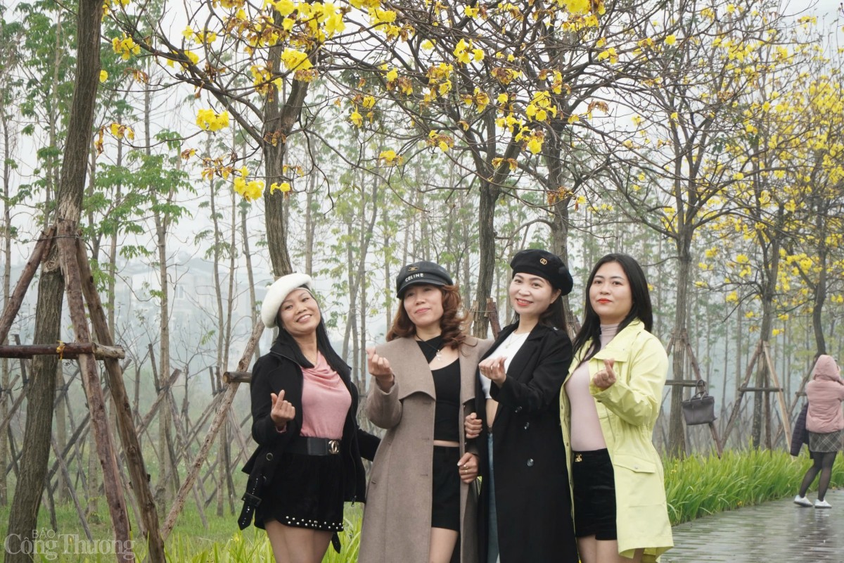 Những ngày này, dù thời tiết mưa phùn nhưng số lượng người tới chụp vẫn rất đông.