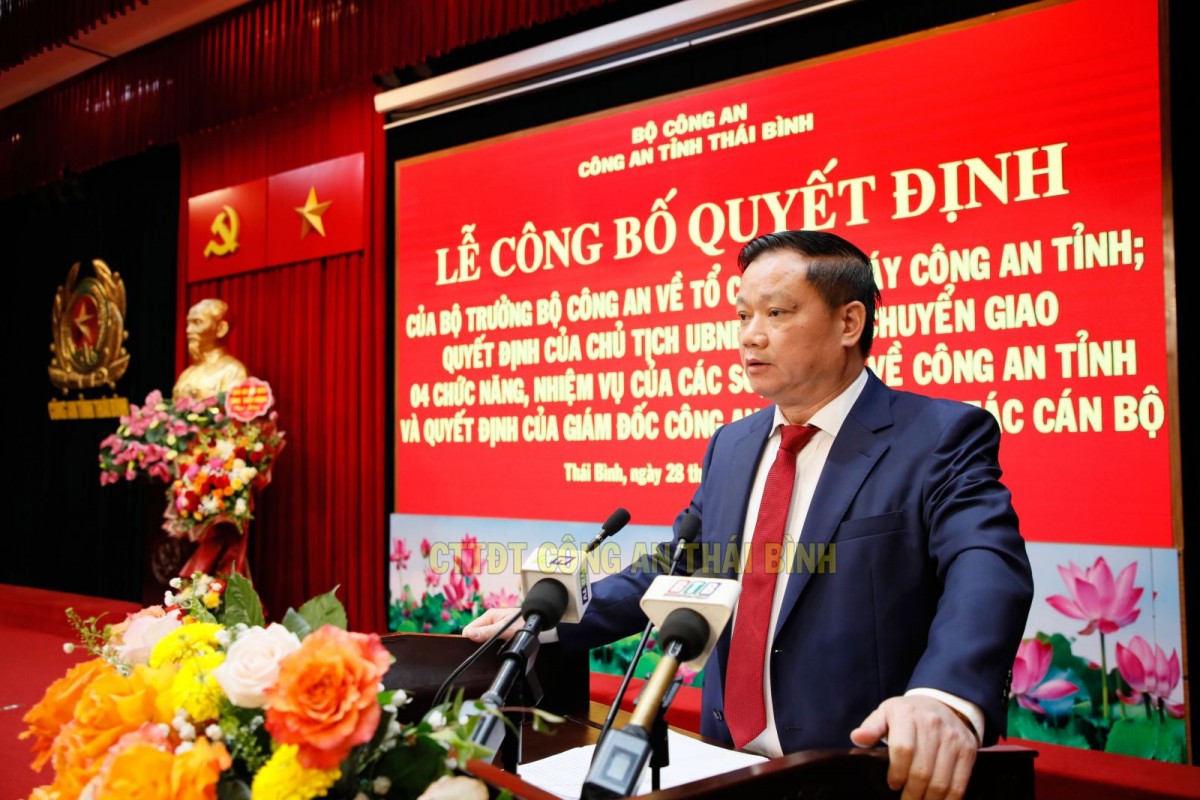 Bí thư Tỉnh ủy Thái Bình Nguyễn Khắc Thận phát biểu tại lễ công bố