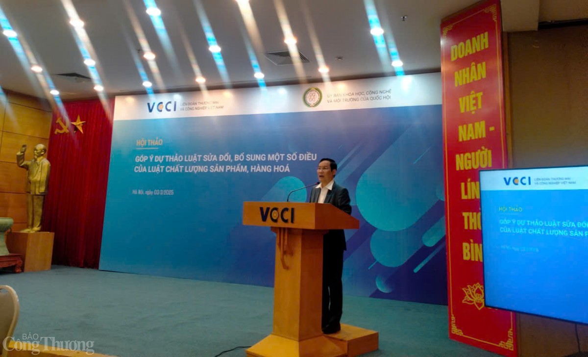 Ông Phạm Tấn Công - Chủ tịch VCCI phát biểu tại hội thảo. Ảnh: Nh