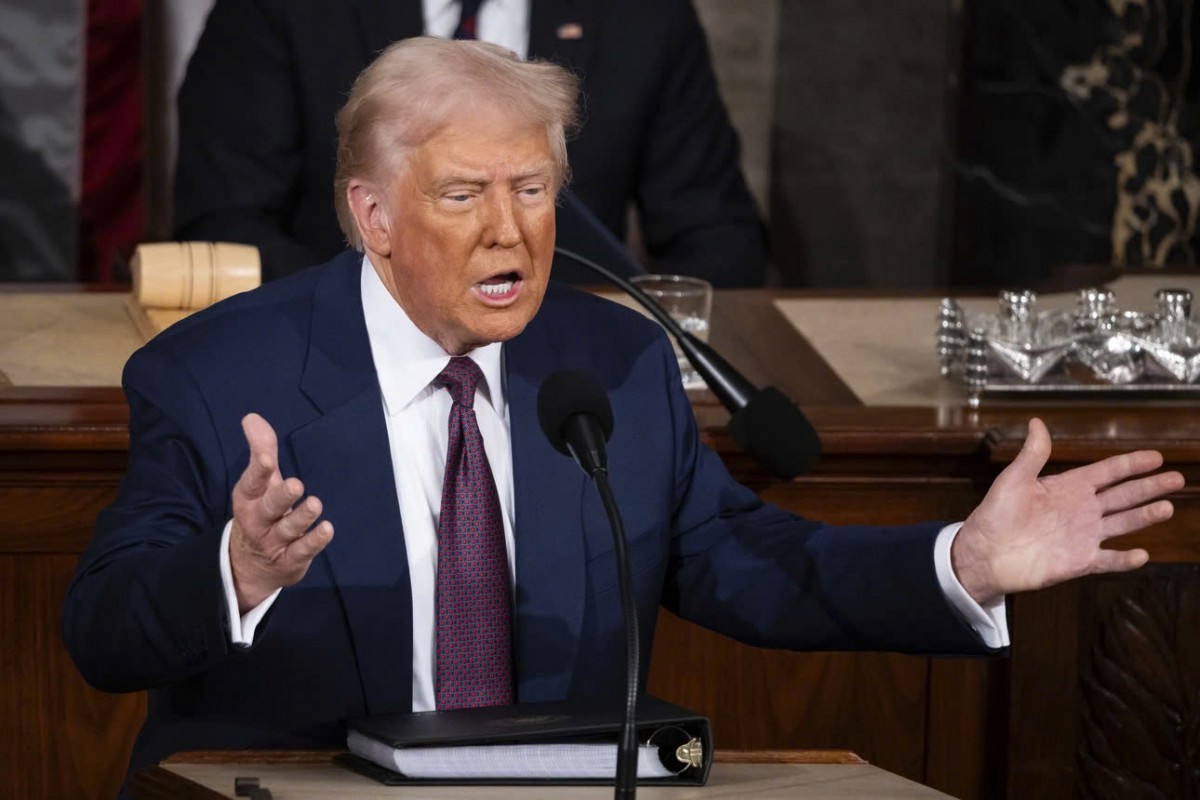 Tổng thống Mỹ Donald Trump có bài phát biểu đầu tiên sau khi nhậm chức trong phiên họp Quốc hội tại Điện Capitol, Washington DC, ngày 4/3/2025. Ảnh: The New York Times