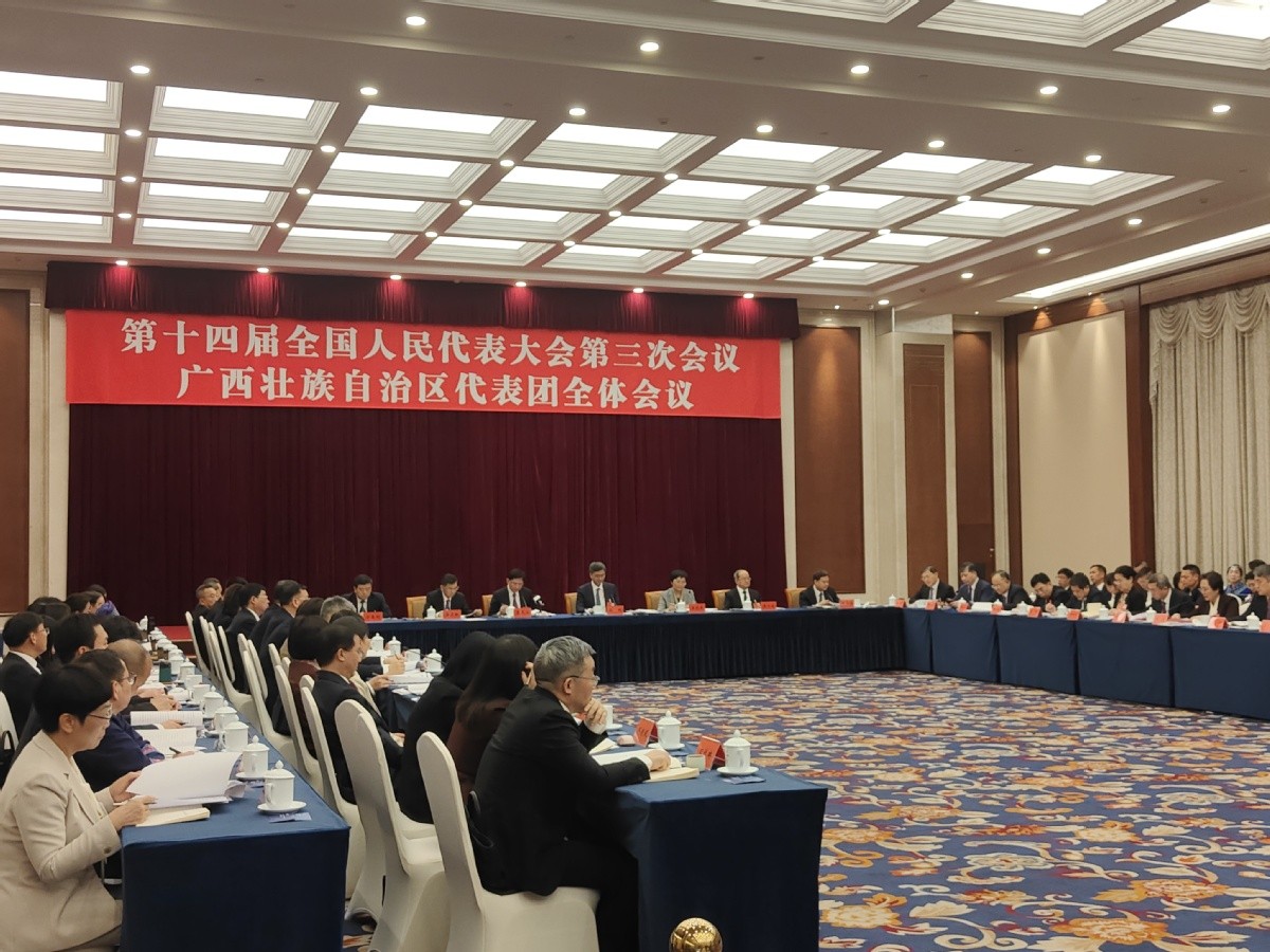 Quang cảnh cuộc thảo luận của phái đoàn Quảng Tây tại Bắc Kinh. Ảnh: China Daily