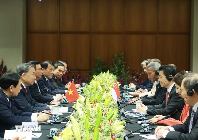 Lễ đón Tổng Bí thư Tô Lâm thăm chính thức Singapore