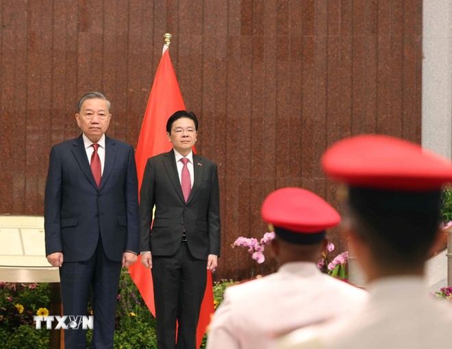 Lễ đón Tổng Bí thư Tô Lâm thăm chính thức Singapore