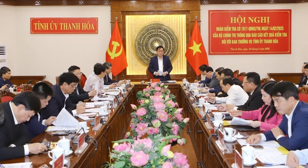 đoàn kiểm tra bộ chính trị làm việc tại tỉnh thanh hóa