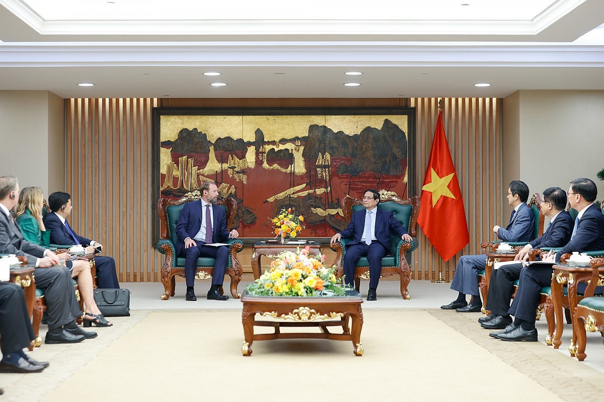 Chủ tịch PE Nate Franklin cam kết tiếp tục mở rộng đầu tư của PE vào ngành năng lượng của Việt Nam, bao gồm cả kế hoạch đầu tư nhiều tỷ USD vào điện gió ngoài khơi. Ảnh: VGP/Nhật Bắc