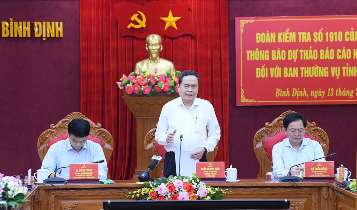 Chủ tịch Quốc hội Trần Thanh Mẫn chủ trì làm việc với Ban Thường vụ Tỉnh ủy Bình Định Chủ tịch Quốc hội Trần Thanh Mẫn chủ trì làm việc với Ban Thường vụ Tỉnh ủy Bình Định