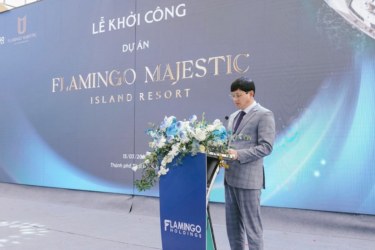 Ông Trần Trọng Bình, Chủ tịch Hội đồng quản trị Tập đoàn Flamingo Holdings phát biểu tại Lễ khởi công Ông Trần Trọng Bình, Chủ tịch Hội đồng quản trị Tập đoàn Flamingo Holdings phát biểu tại Lễ khởi công