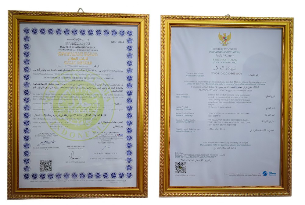 Chứng chỉ MUI Halal được cấp cho Ottogi Việt Nam Chứng chỉ MUI Halal được cấp cho Ottogi Việt Nam