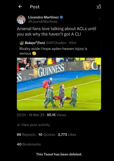 Tweet đã bị xóa của Lisandro Martinez