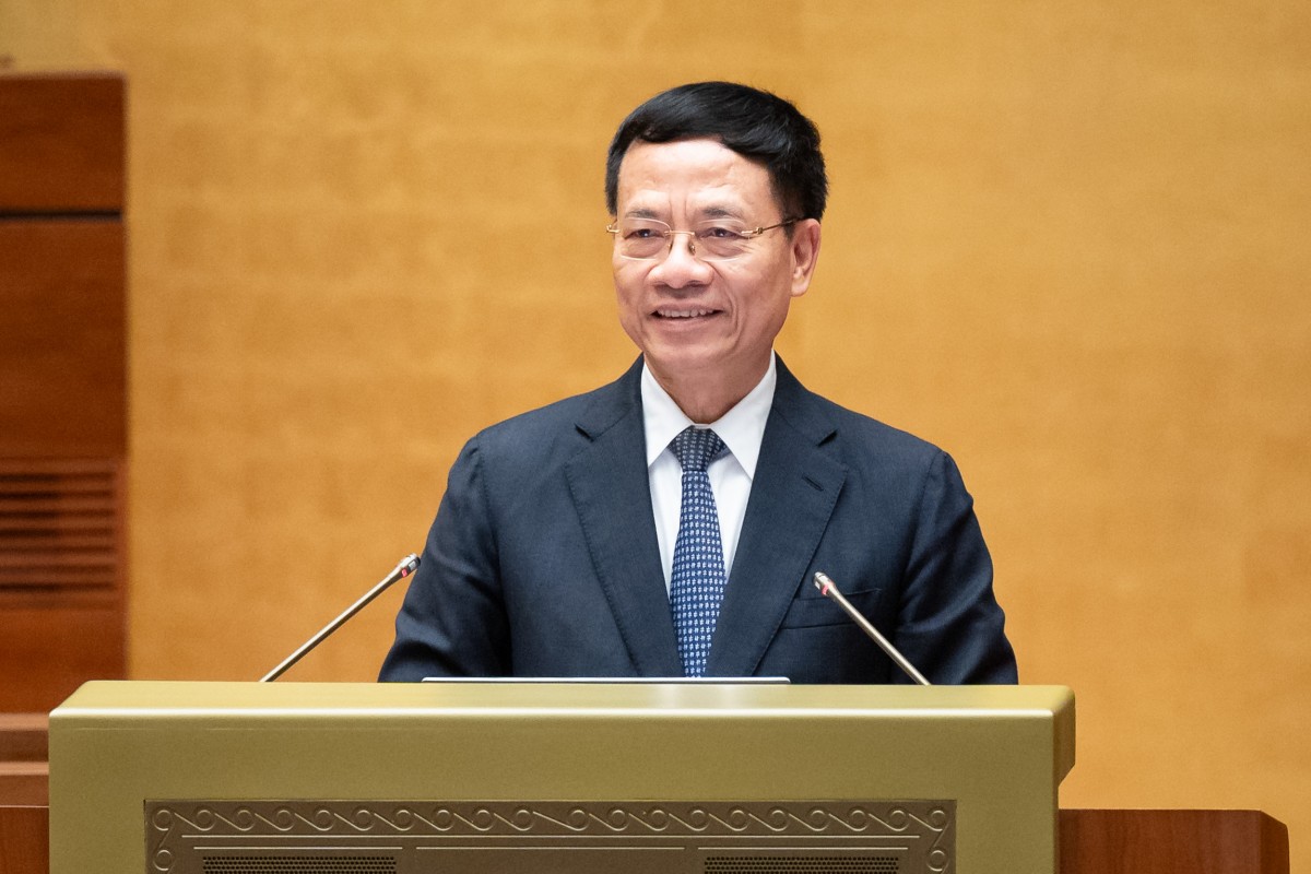 Bộ trưởng Bộ Khoa học và Công nghệ Nguyễn Mạnh Hùng phát biểu. Ảnh Phạm Thắng