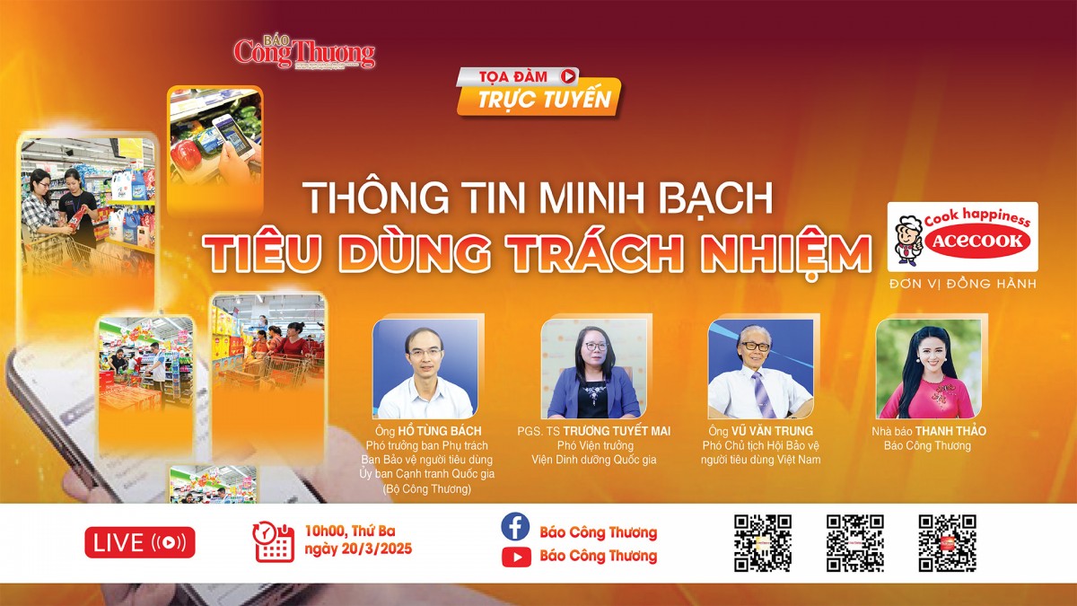 Sáng 20/3, Báo Công Thương tổ chức toạ đàm Thông tin minh bạch - Tiêu dùng trách nhiệm Sáng 20/3, Báo Công Thương tổ chức toạ đàm Thông tin minh bạch - Tiêu dùng trách nhiệm