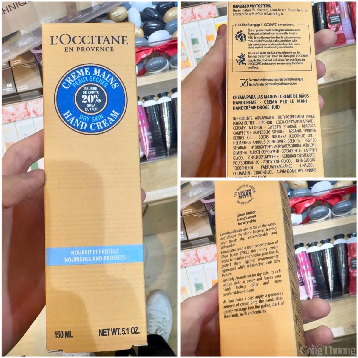 Dòng kem dưỡng da tay L'Occitane Hand Cream Shea Butter chính hãng thường có giá từ 750.000 - 960.000 VND, nhưng các sản phẩm không rõ nguồn gốc chỉ được bán với giá 450.000 - 600.000 VND. Ảnh: Huyền Trang