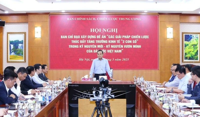 Ông Trần Lưu Quang, Bí thư Trung ương Đảng, Trưởng Ban Chính sách, Chiến lược Trung ương, Trưởng Ban Chỉ đạo chủ trì hội nghị. (Ảnh: Phương Hoa/TTXVN)