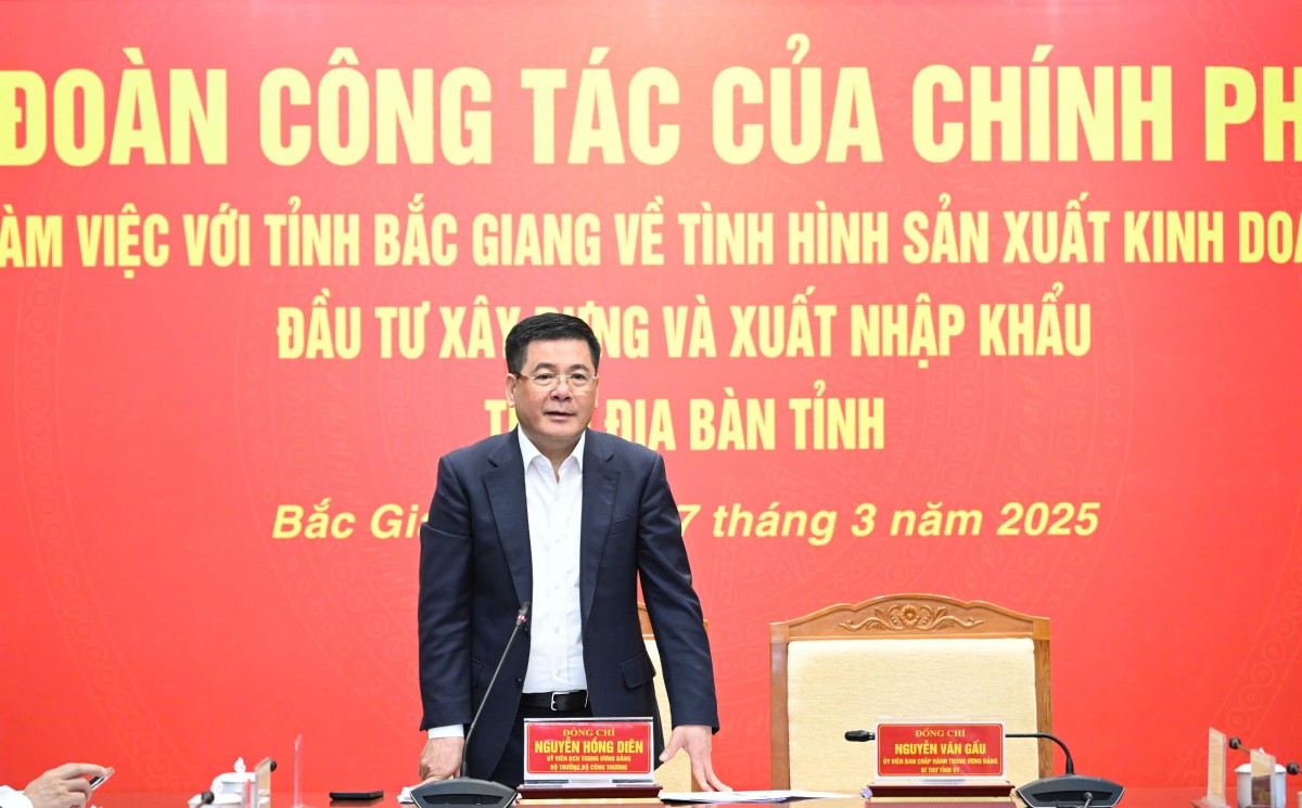 Bộ trưởng Nguyễn Hồng Diên làm việc với tỉnh Bắc Giang về giải pháp thúc đẩy phát triển Bộ trưởng Nguyễn Hồng Diên làm việc với tỉnh Bắc Giang về giải pháp thúc đẩy phát triển