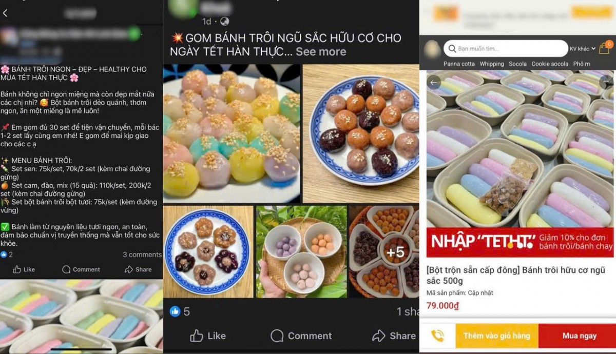 . Set bánh trôi lành mạnh được bày bán rộng rãi trên các “chợ” mạng. Ảnh: Chụp màn hình. . Set bánh trôi lành mạnh được bày bán rộng rãi trên các “chợ” mạng. Ảnh: Chụp màn hình.