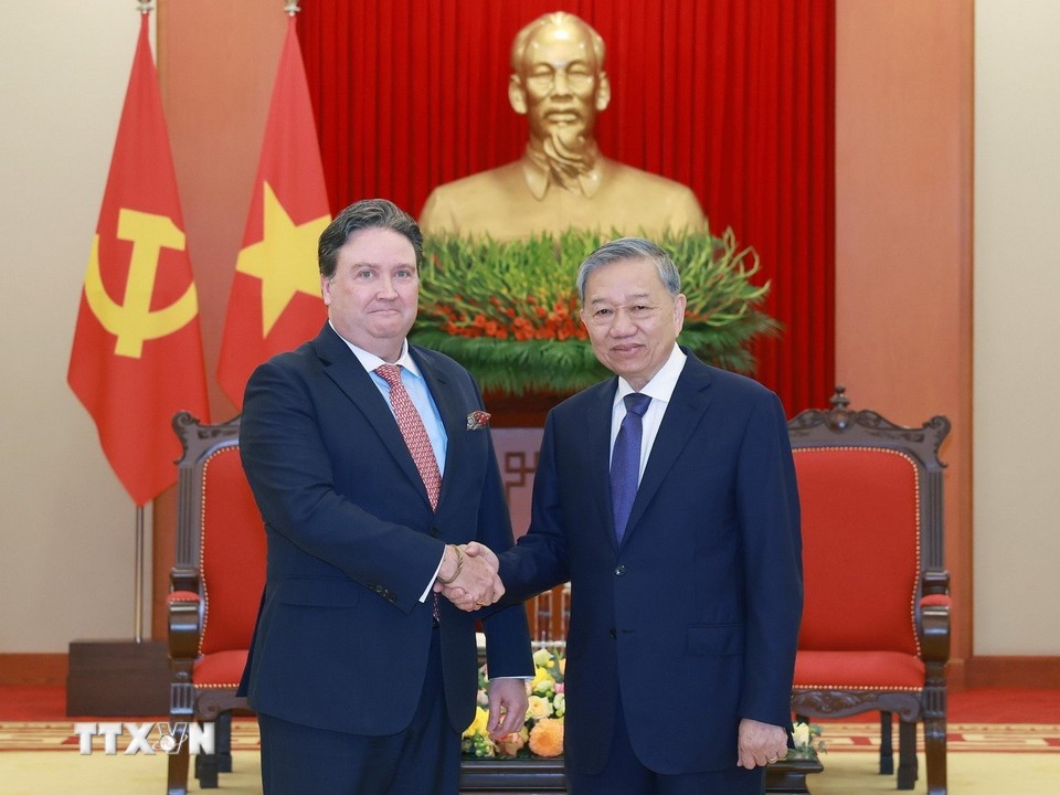 Tổng Bí thư Tô Lâm tiếp Đại sứ Hoa Kỳ tại Việt Nam Marc E. Knapper. Ảnh: TTXVN