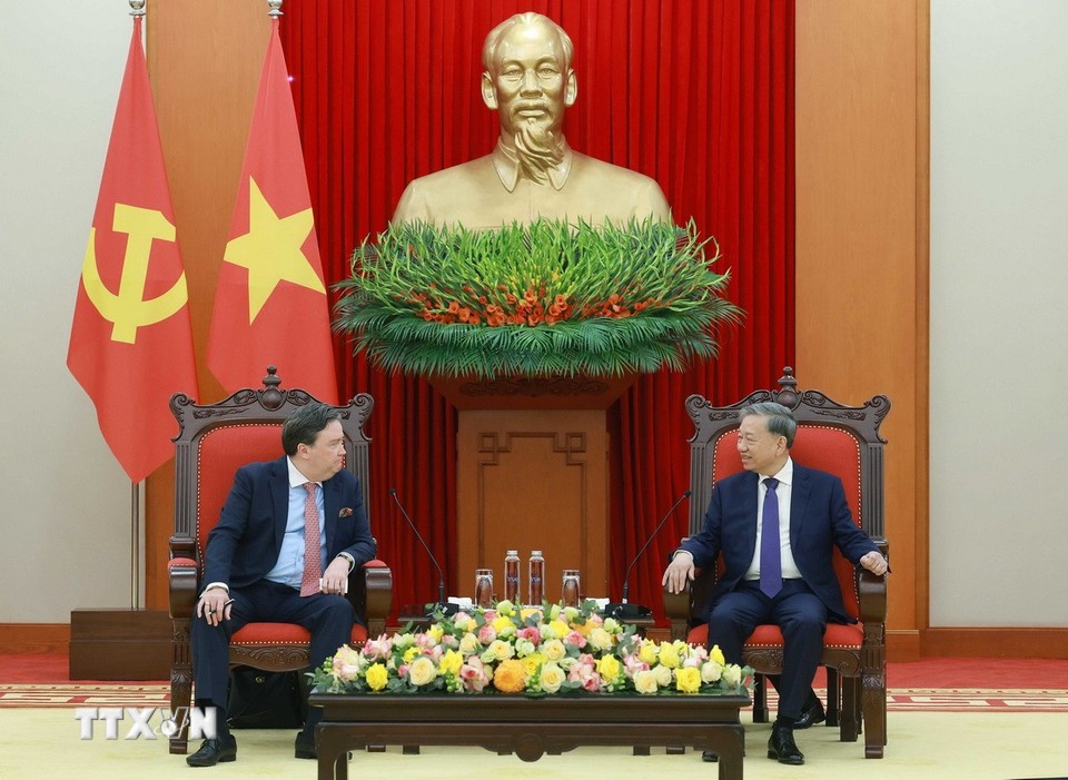 Tổng Bí thư Tô Lâm tiếp Đại sứ Hoa Kỳ tại Việt Nam Marc E. Knapper. Ảnh: TTXVN