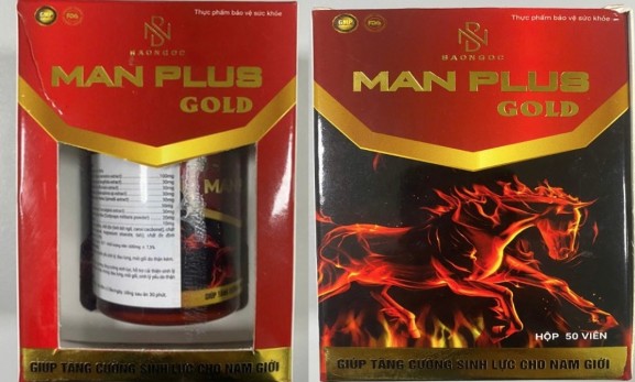 Mẫu sản phẩm Man Plus Gold có chứa chất cấm. Ảnh: Cục An toàn thực phẩm Mẫu sản phẩm Man Plus Gold có chứa chất cấm. Ảnh: Cục An toàn thực phẩm