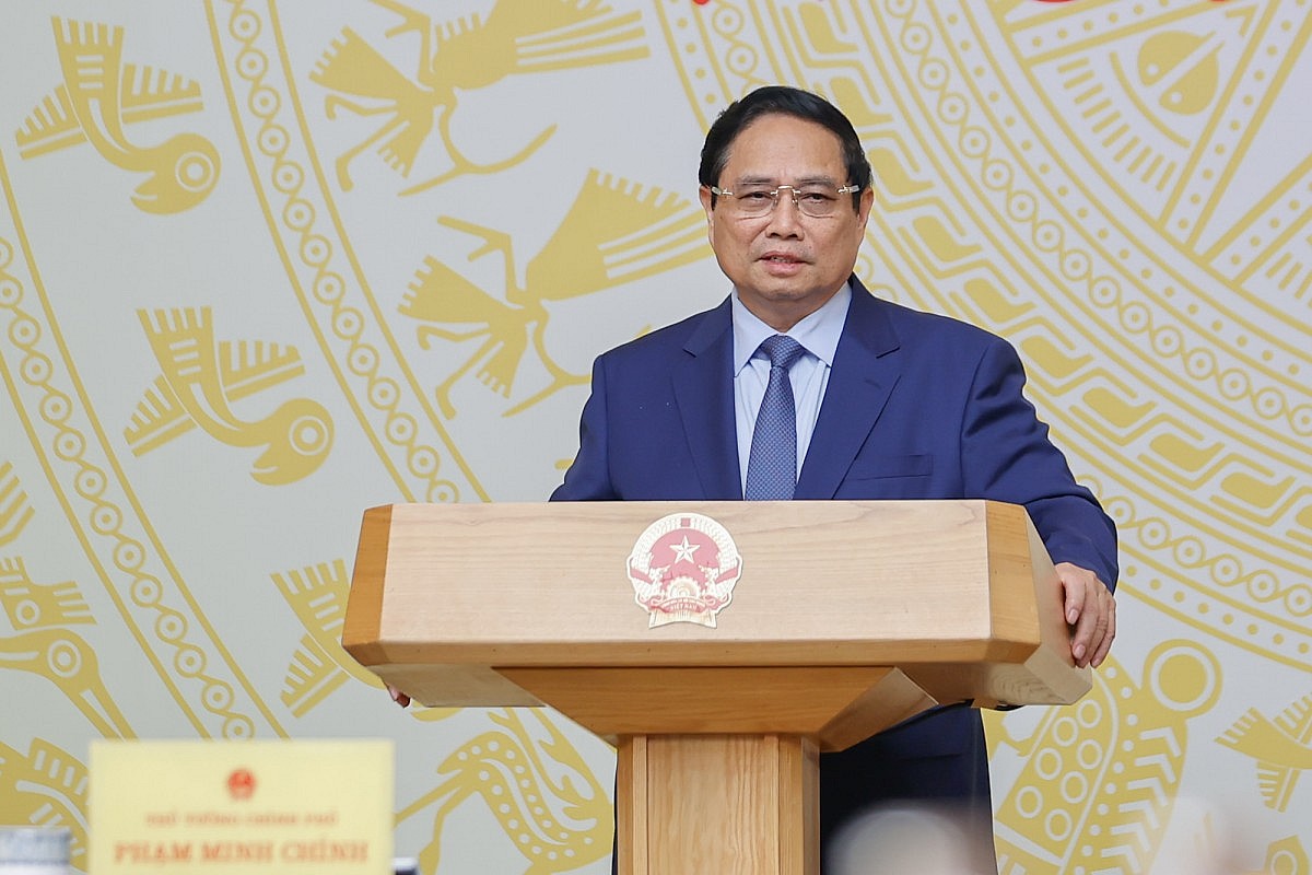 Thủ tướng Phạm Minh Chính, Trưởng Ban Chỉ đạo xây dựng Đề án phát triển kinh tế tư nhân đã chủ trì phiên họp lần thứ hai của Ban Chỉ đạo, tiếp tục cho ý kiến, hoàn thiện thêm một bước dự thảo Đề án để chuẩn bị trình Bộ Chính trị. Ảnh: VGP/Nhật Bắc