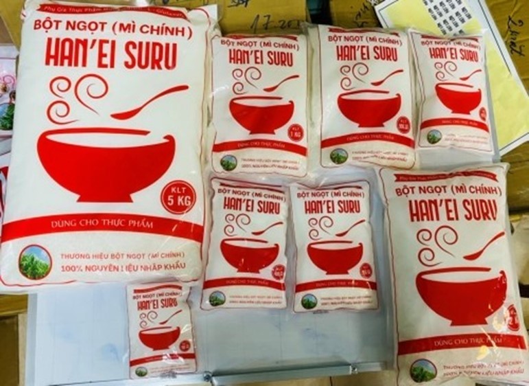 Bột ngọt HAN'EI SURU bị dừng lưu thông do vi phạm quy định về ghi nhãn.