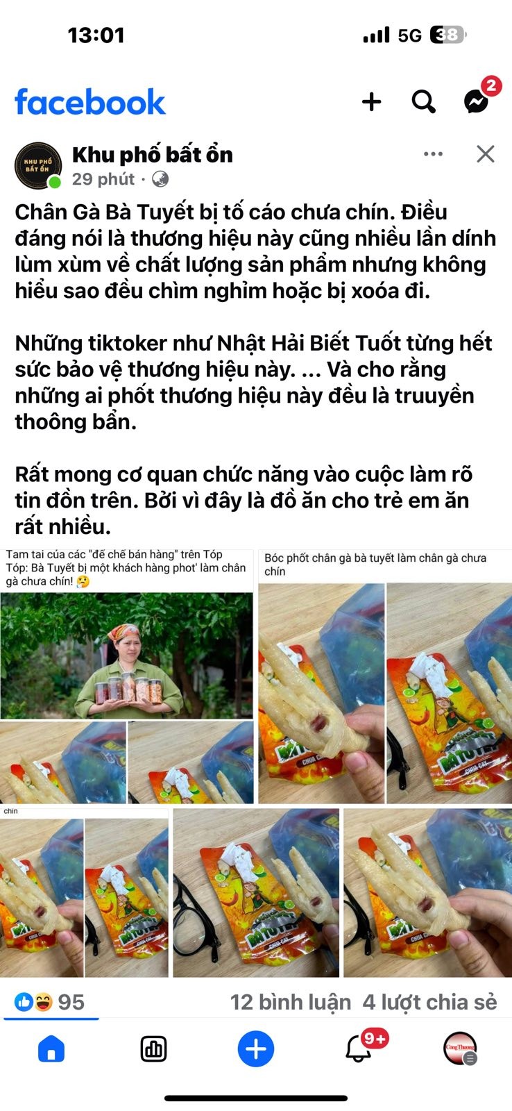Khách hàng tố về chất lượng chân gà Bà Tuyết