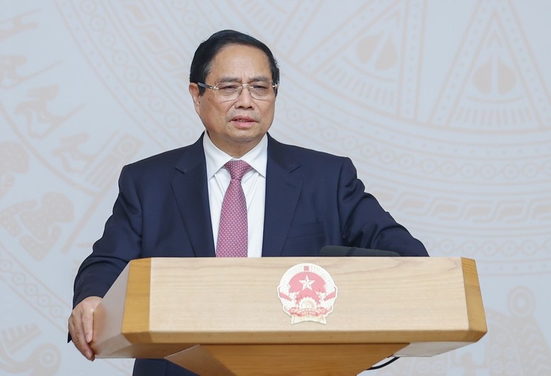 Thủ tướng Phạm Minh Chính khai mạc Hội nghị về thương mại quốc tế. Ảnh: Dương Giang/TTXVN